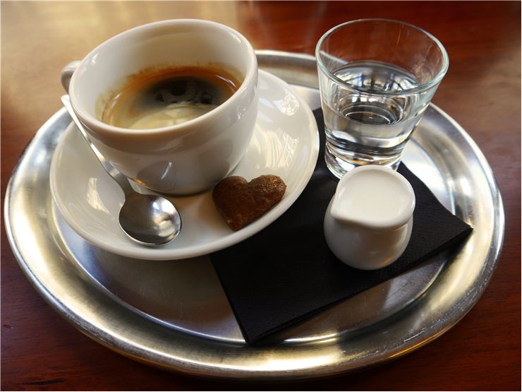 Picture Of Coffee And Glass Of Water