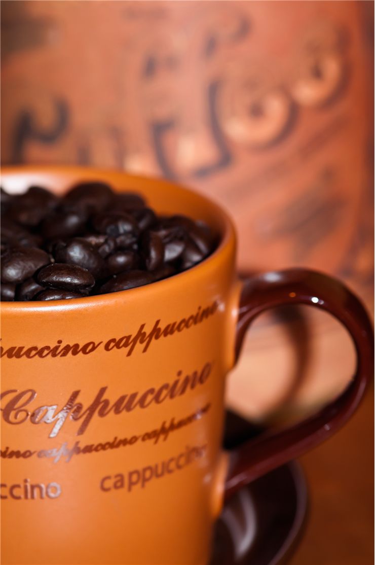 Picture Of Coffee Beans In Cappuccino Cup